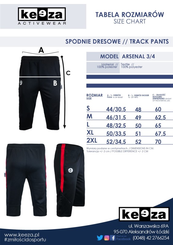 Spodnie treningowe 3/4 Arsenal